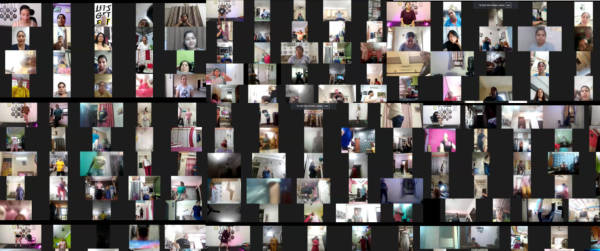 Hundreds of Fitness Funda members on a Zoom session